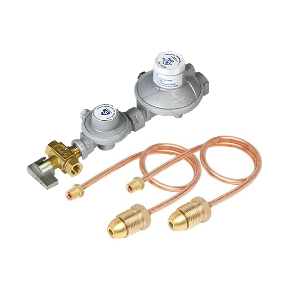 6060536 Dual Cylinder LPG Installation Kit 250Mj Regulator Manual Changeover with Pigtails