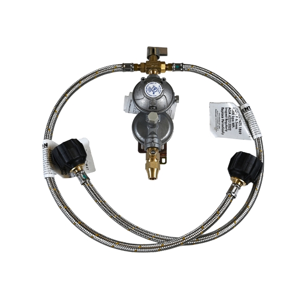 Caravan & RV LPG Regulator Kit Adj Manual Changeover with LCC27 long Pigtails + 3/8 SAE Adaptor