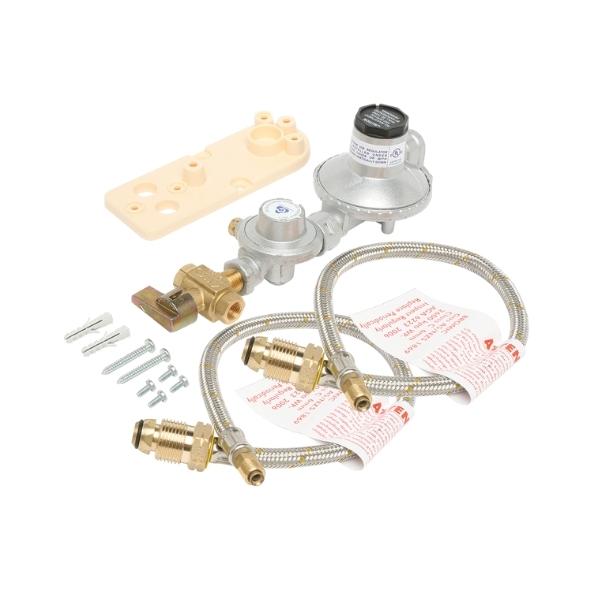 Dual Cylinder LPG Installation Kit 250Mj Regulator Manual Changeover with Stainless Steel Pigtails