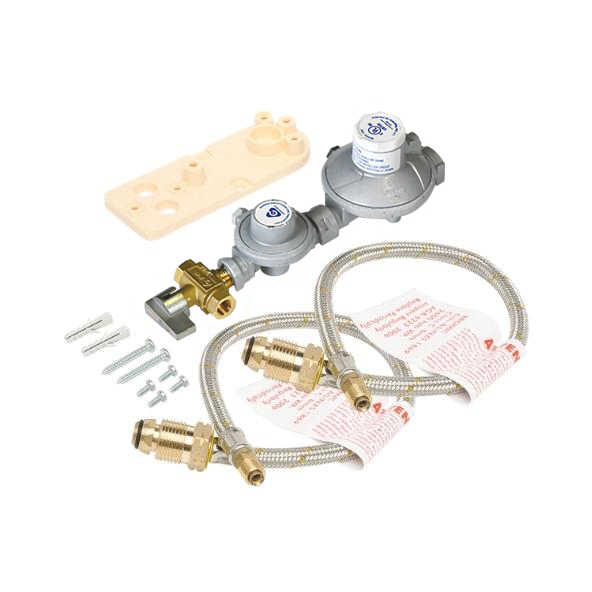 6060594 Dual Cylinder LPG Installation Kit 250Mj Regulator Manual Changeover with Pigtails