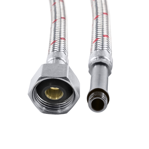8WPM-H 8mm PEX Core Stainless Steel Hot Mixer Tap Hose - Connections