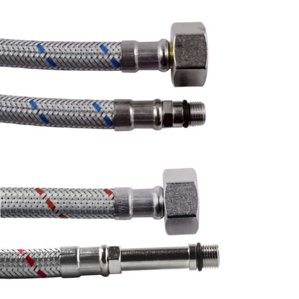 8mm PEX Core Stainless Steel Mixer Tap Hose Pair (500mm)