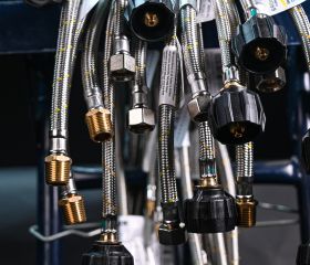 A range of Bromic gas hoses hanging