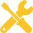 A crossed wrench and screwdriver are prominently featured, symbolizing repair or maintenance, on a yellow background.