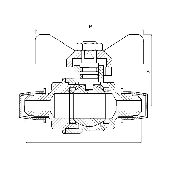SAE Flared T-Handle Ball Valve, 5/16″ SAE no/nut