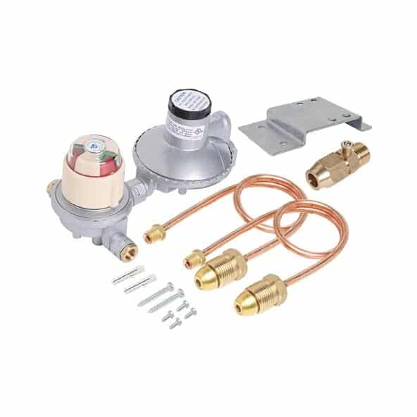 Dual Cylinder LPG Installation Kit 400Mj Regulator Automatic Changeover with Bracket, Pigtails and 3/4 UNF Adaptor