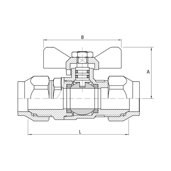Ball Valve Gas Brass MxM G3/4 Flare w Nut T-Handle