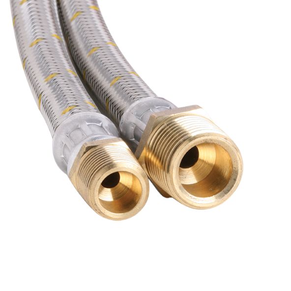 10mm SS Gas Hose 3/8″ BSP M x 1/2″ BSP M 600mm