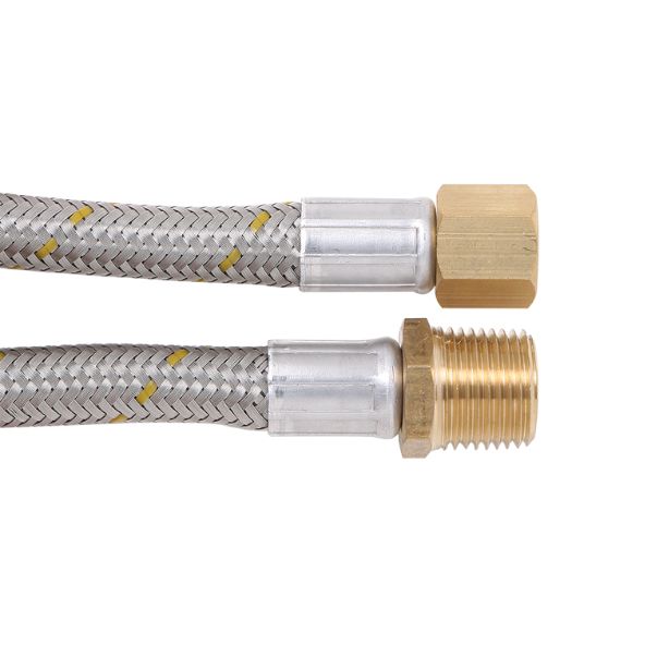 10mm SS Gas Hose 3/8″ SAE FF x 1/2″ BSP M 1200mm
