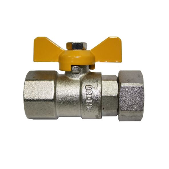 Ball Valve Gas RP3/4 x G3/4 Nut Nickel Pl B Hand