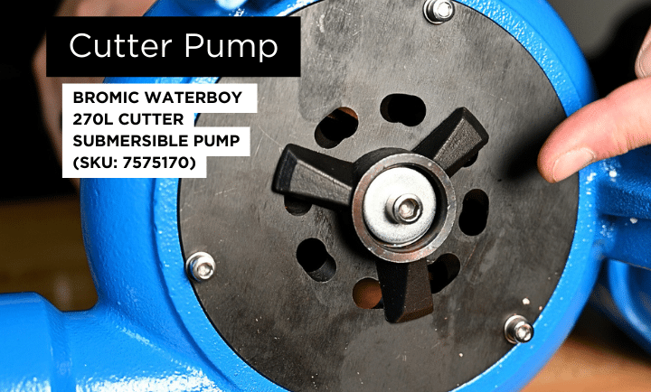  Bromic Waterboy 270L Cutter Pump has a cutting mechanism that can cut up soft materials.