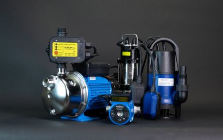 A range of 3 of our waterboy water pumps on a black background