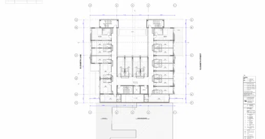 Architectural drawing showing plans for an apartment building